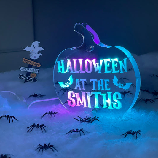 Personalised Halloween Pumpkin LED Sign | Mirror Sign The Crafty Bonobo 2