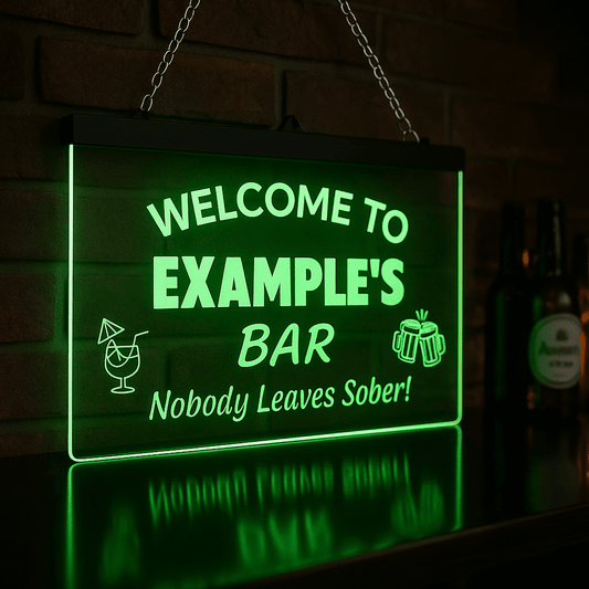 Personalised Colour-Changing Hanging LED Sign – Custom Bar, Man Cave & Home Decor Light The Crafty Bonobo LED Signs 1