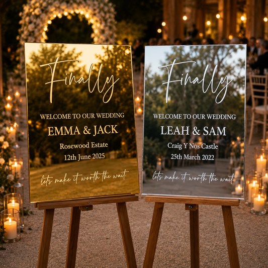 Luxury Welcome Wedding Sign | Mirror Wedding Decor
