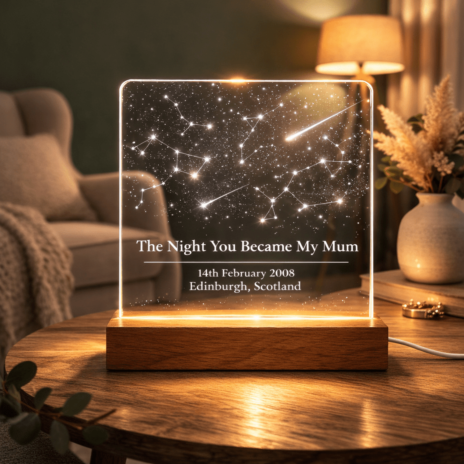 Personalised “The Night You Became My Mum” Star Map LED Light – Custom Night Sky Constellation Lamp With Date & Location The Crafty Bonobo 1