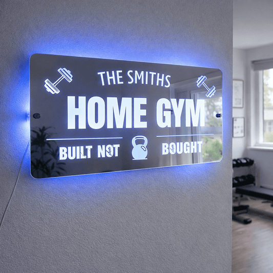 Personalised LED Gym Mirror Sign – Custom Home Gym Wall Light The Crafty Bonobo 1