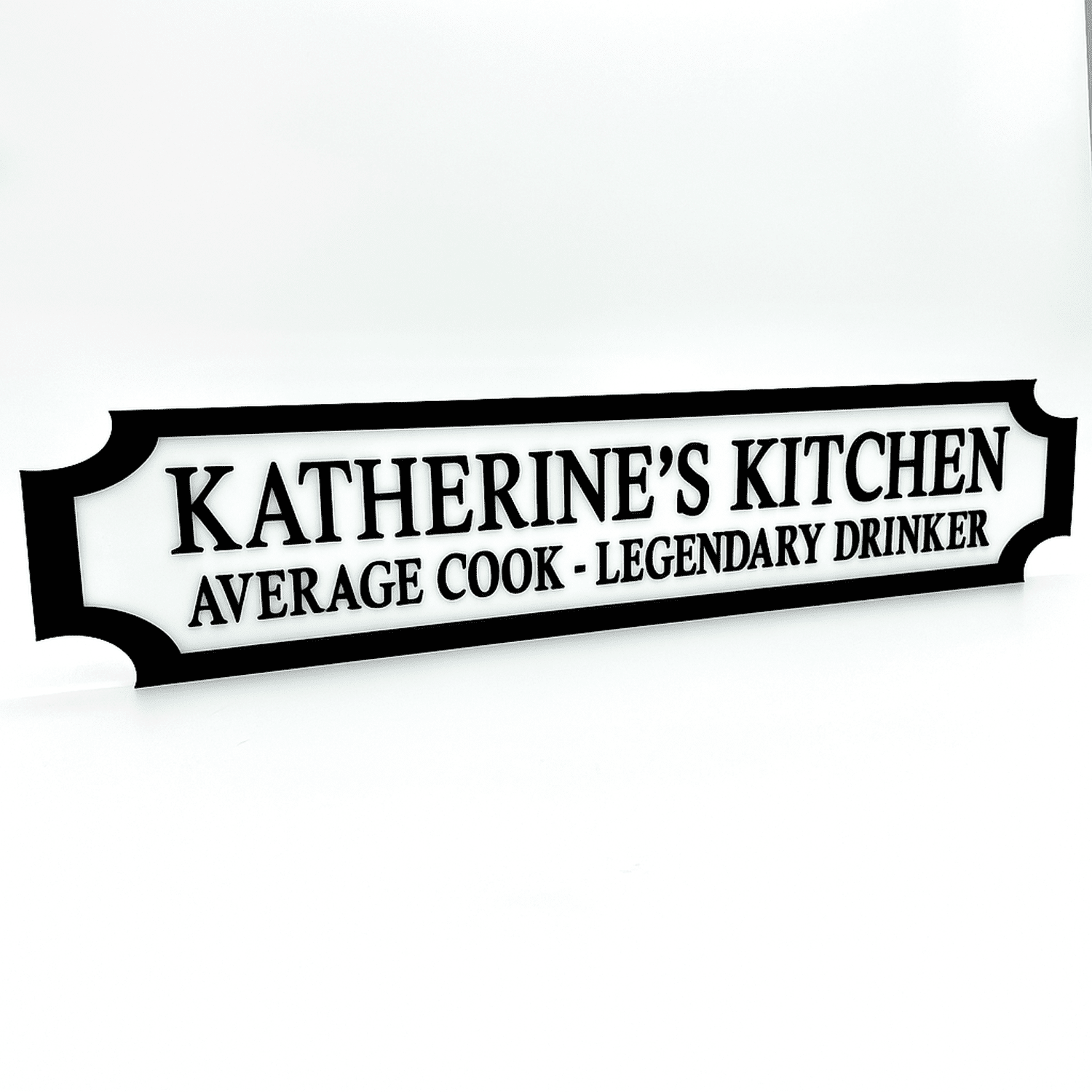 Katherine’s Kitchen – Average Cook, Legendary Drinker – Custom 3D Acrylic Street Sign The Crafty Bonobo 1