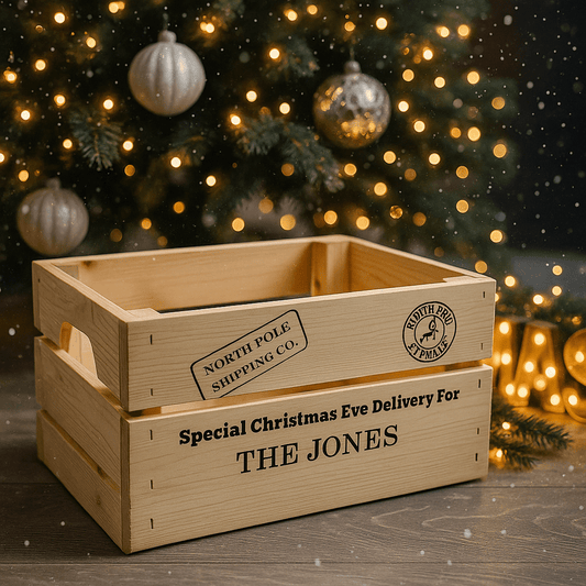 Personalised Christmas Eve Crate – Custom Name Snack Box with Tick Lists The Crafty Bonobo 1