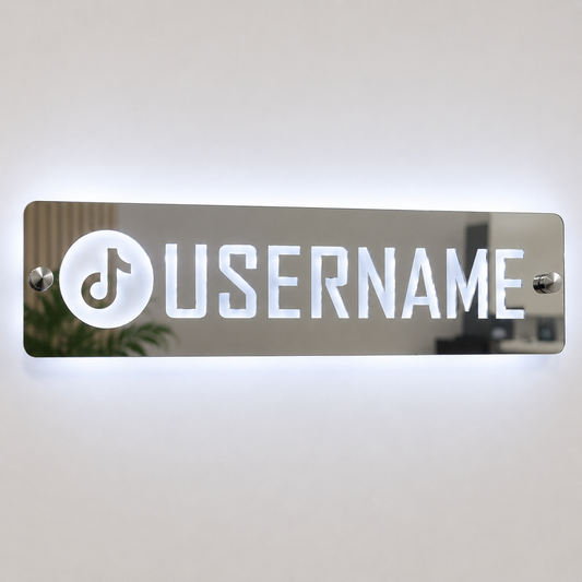 Personalised LED Username Mirror Sign | Social Media / Gaming Sign