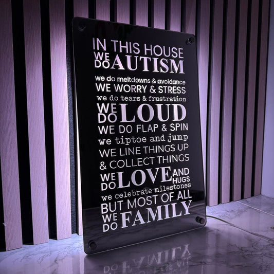 Autism LED Mirror Sign – Inspirational Neurodiversity Decor with Multi-Color Lights | Sensory Room The Crafty Bonobo LED Mirror Sign 2