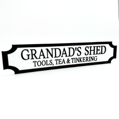 Grandad’s Shed – Tools, Tea & Tinkering – Custom 3D Acrylic Street Sign | Personalised Workshop & Garden Decor The Crafty Bonobo 1