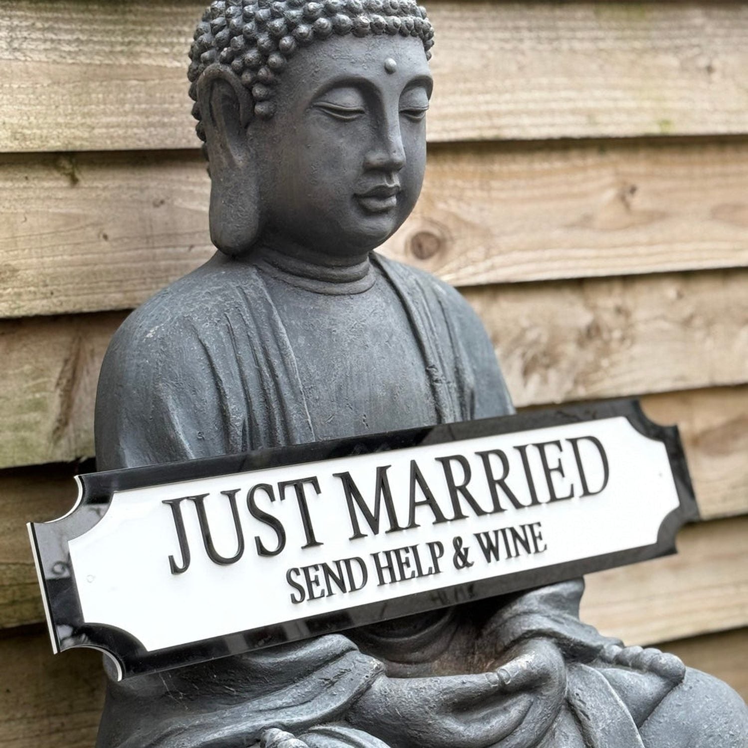 Just Married – Send Help & Wine’ Funny Wedding Gift Sign | 3D Street Sign The Crafty Bonobo Street Sign 3