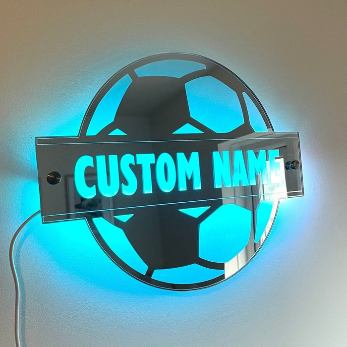 LED Football Name Mirror The Crafty Bonobo LED Mirror Sign 1