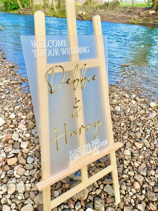 Luxury Frosted Welcome Wedding Sign | Mirror Wedding Decor C The Crafty Bonobo Wedding Decor 1