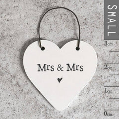 🤍 Mini Mrs & Mrs Wooden Hanging Heart The Crafty Bonobo 1