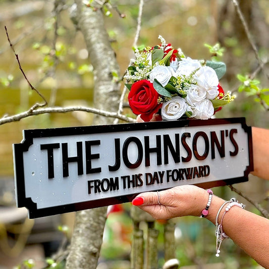 Personalised Family Name Street Sign – Custom Wedding & Anniversary Gift The Crafty Bonobo Street Sign 1