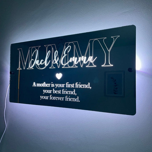 Personalised LED Mother’s Mirror | Gift For Mum The Crafty Bonobo LED Mirror Sign 1
