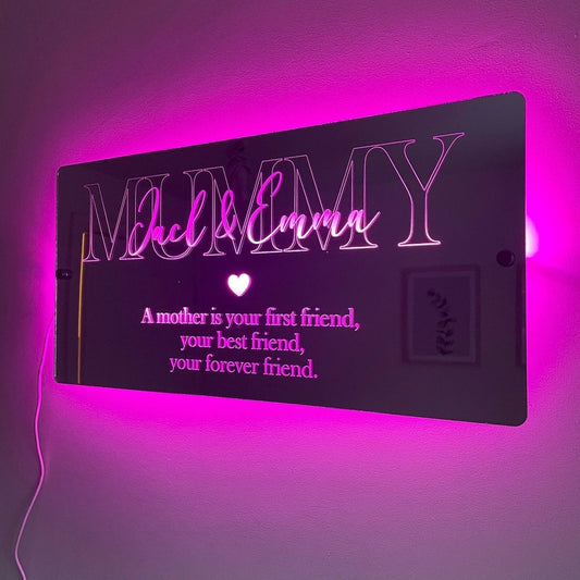 Personalised LED Mother’s Mirror | Gift For Mum The Crafty Bonobo LED Mirror Sign 2