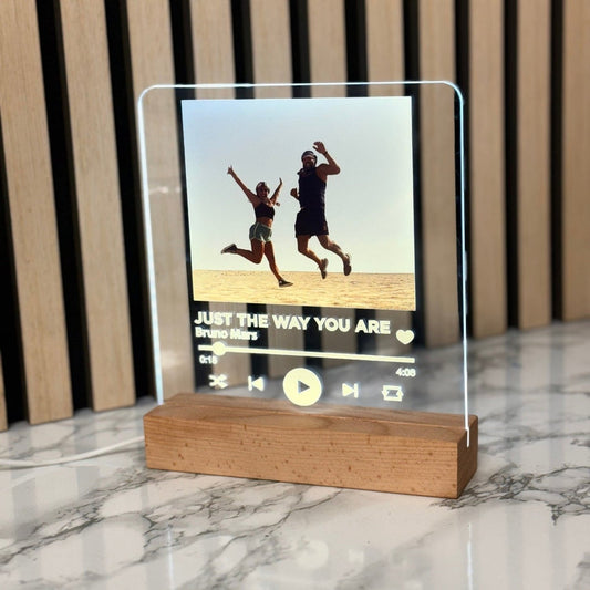 Personalised LED Spotify Plaque – Custom Photo & Song Display with Wooden Base The Crafty Bonobo LED Signs 1