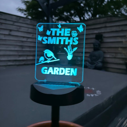 Personalised Solar Garden Light – Family bane Garden LED Sign The Crafty Bonobo 1