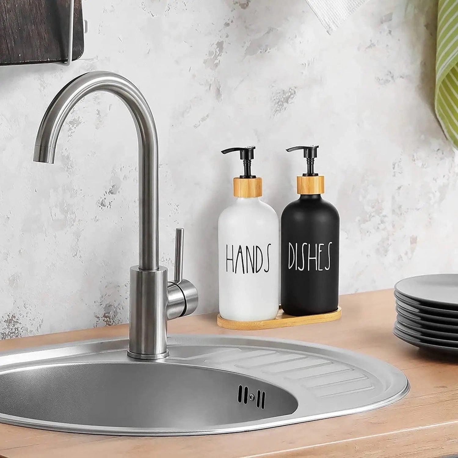 Refillable Glass Soap Dispenser Set The Crafty Bonobo 3