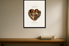 Framed personalised photo collage print on a wall