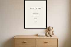 Framed personalised print on a wall