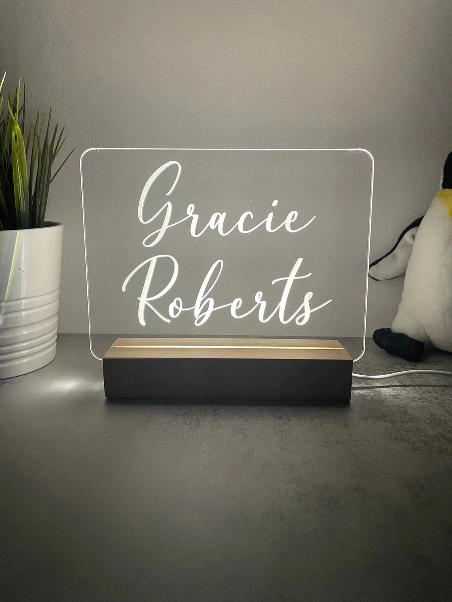 Custom Children’s LED Night Lamp | Calligraphy Name The Crafty Bonobo LED Signs 1