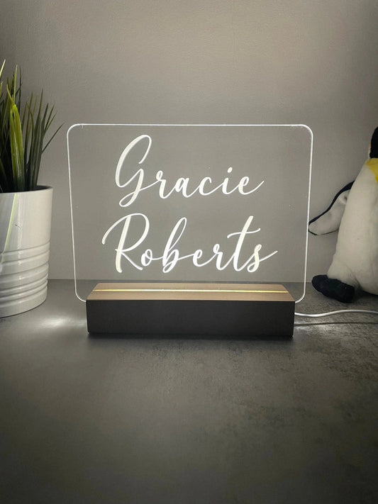 Custom Children’s LED Night Lamp | Calligraphy Name The Crafty Bonobo LED Signs 1