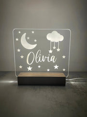 Custom Children’s LED Night Lamp | Moon & Stars The Crafty Bonobo LED Signs 1