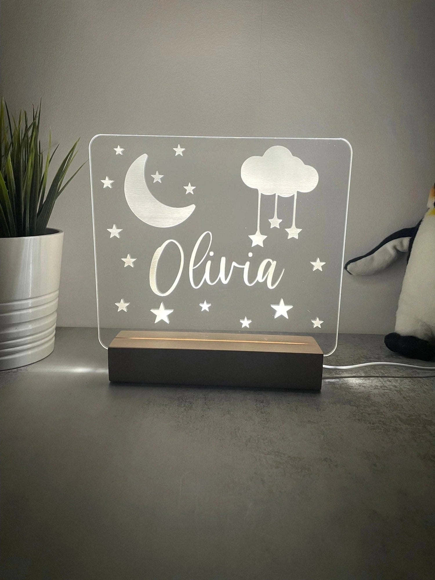 Custom Children’s LED Night Lamp | Moon & Stars The Crafty Bonobo LED Signs 3