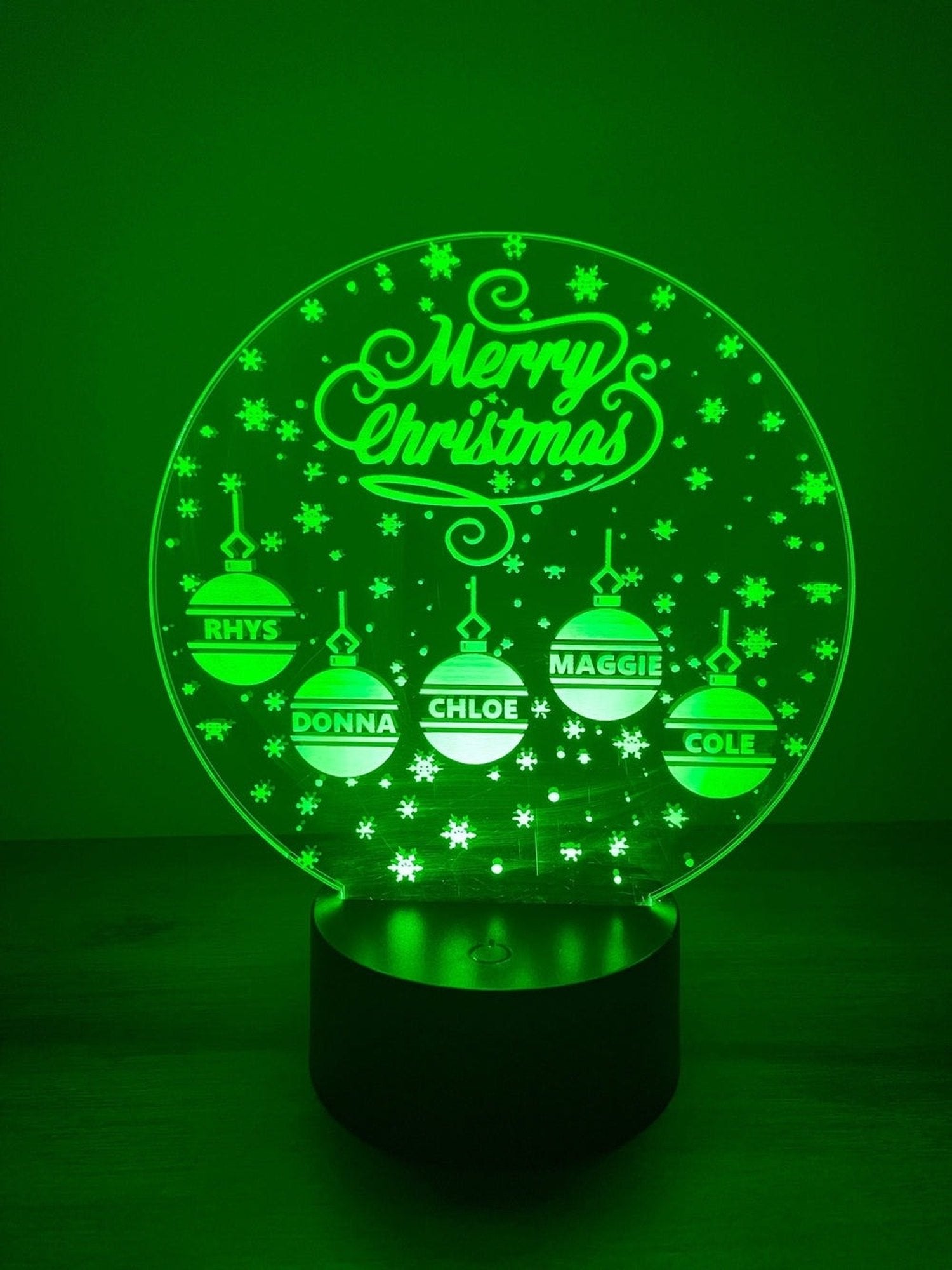 Personalised Christmas Family Snow Globe LED Sign The Crafty Bonobo Christmas Decor 1
