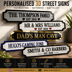 Customisable 3D Street Sign – Personalised Acrylic Plaque for Home, Bar & Business