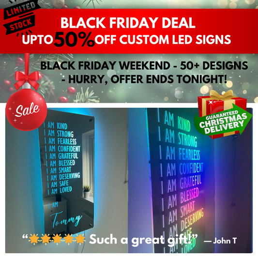 Custom Affirmations Name Mirror LED Sign