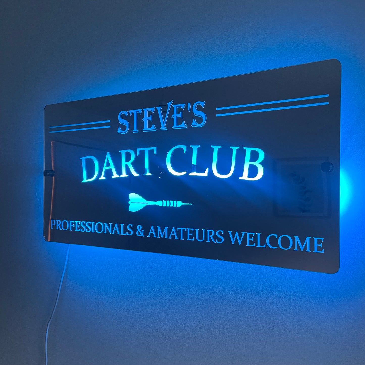 Personalised LED Dart Club Mirror with remote | Darts Sign