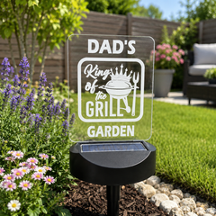 Personalised Solar LED Garden Sign – Gift for Dad or Grandad – BBQ, Beer, Darts & Garden Designs