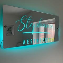 Personalised LED Salon Mirror Sign – Custom Light-Up Business Name Sign for Hairdresser, Nail Tech, Lash Artist or Beauty Room Decor