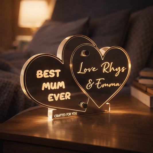 Personalised LED Heart Sign for Mum – Custom Mother’s Day Light Gift from Kids