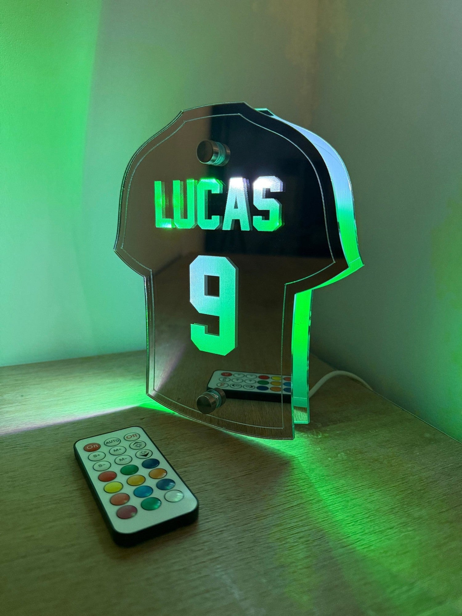 Personalised Football Shirt LED Light – Custom Name & Number Free-Standing Sign for Kids Bedroom or Football Fans The Crafty Bonobo 5