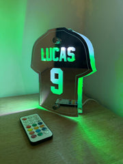 Personalised Football Shirt LED Light – Custom Name & Number Free-Standing Sign for Kids Bedroom or Football Fans The Crafty Bonobo 5