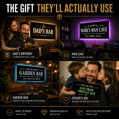 Personalised LED Bar Sign with remote | Light-Up Man Cave Mirror Sign
