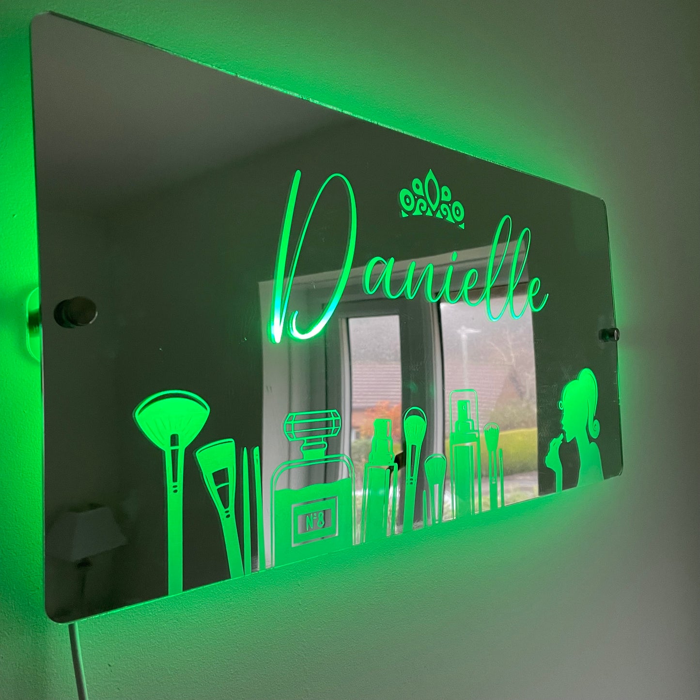 Personalised Beauty LED Vanity Mirror Sign - Custom Name Light with Makeup Theme