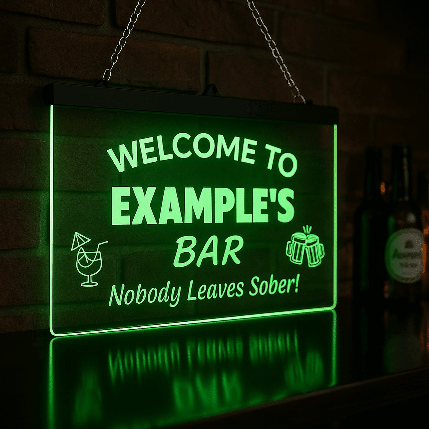 Personalised Colour-Changing Hanging LED Sign – Custom Bar, Man Cave & Home Decor Light The Crafty Bonobo LED Signs 1