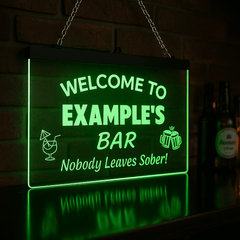 Personalised Colour-Changing Hanging LED Sign – Custom Bar, Man Cave & Home Decor Light The Crafty Bonobo LED Signs 1