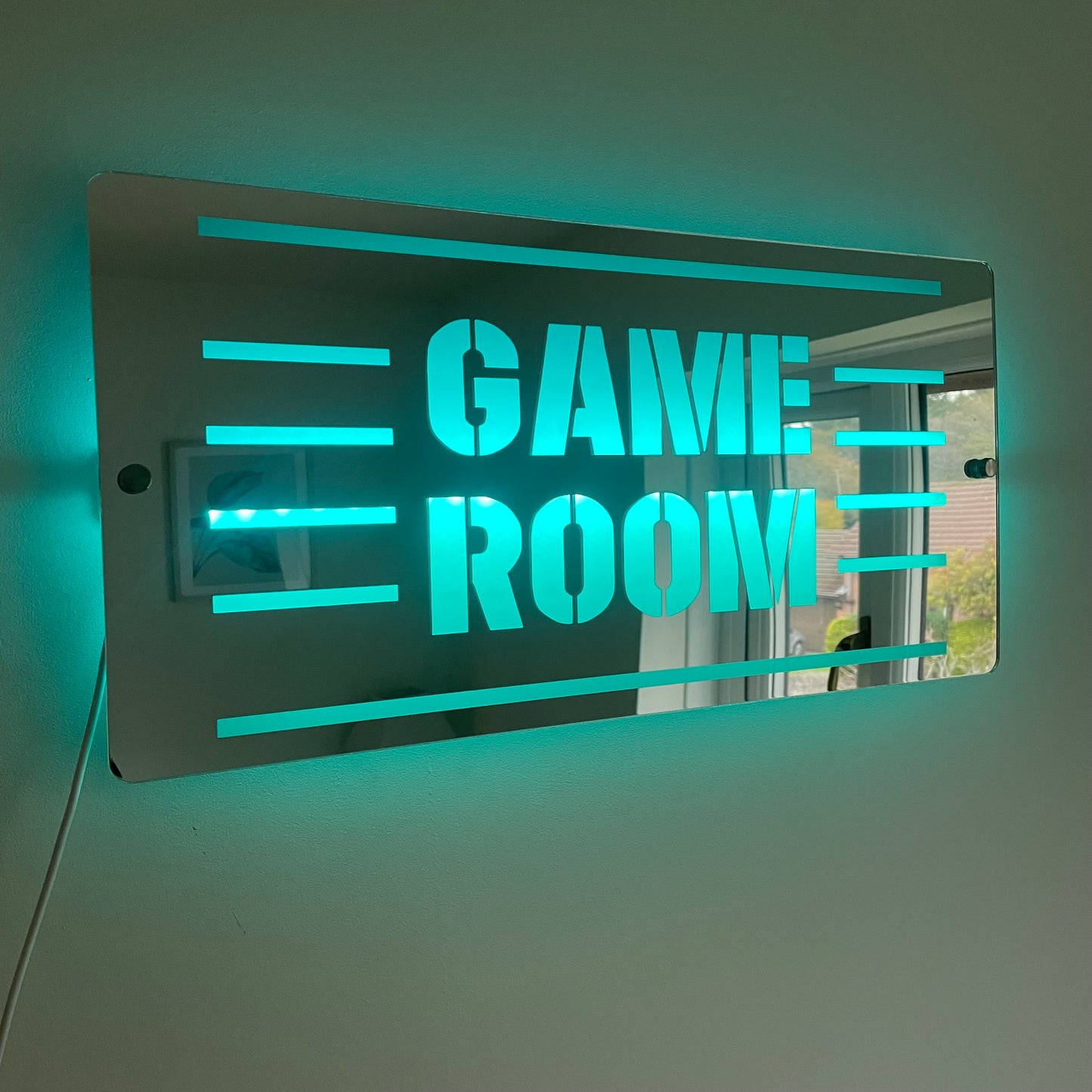 Game Room LED Mirror with remote | LED Gaming Light Sign | Gaming Decor