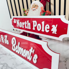 Personalised Christmas Street Sign | Festive Decor | Santa Family Sign