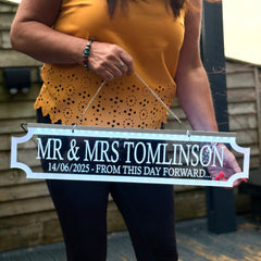 Personalised LED Hanging Sign | Illuminated Street Sign | Light-Up Wedding Gift Plaque