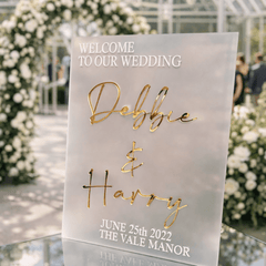 Luxury Frosted Welcome Wedding Sign | Mirror Wedding Decor C The Crafty Bonobo Wedding Decor 5