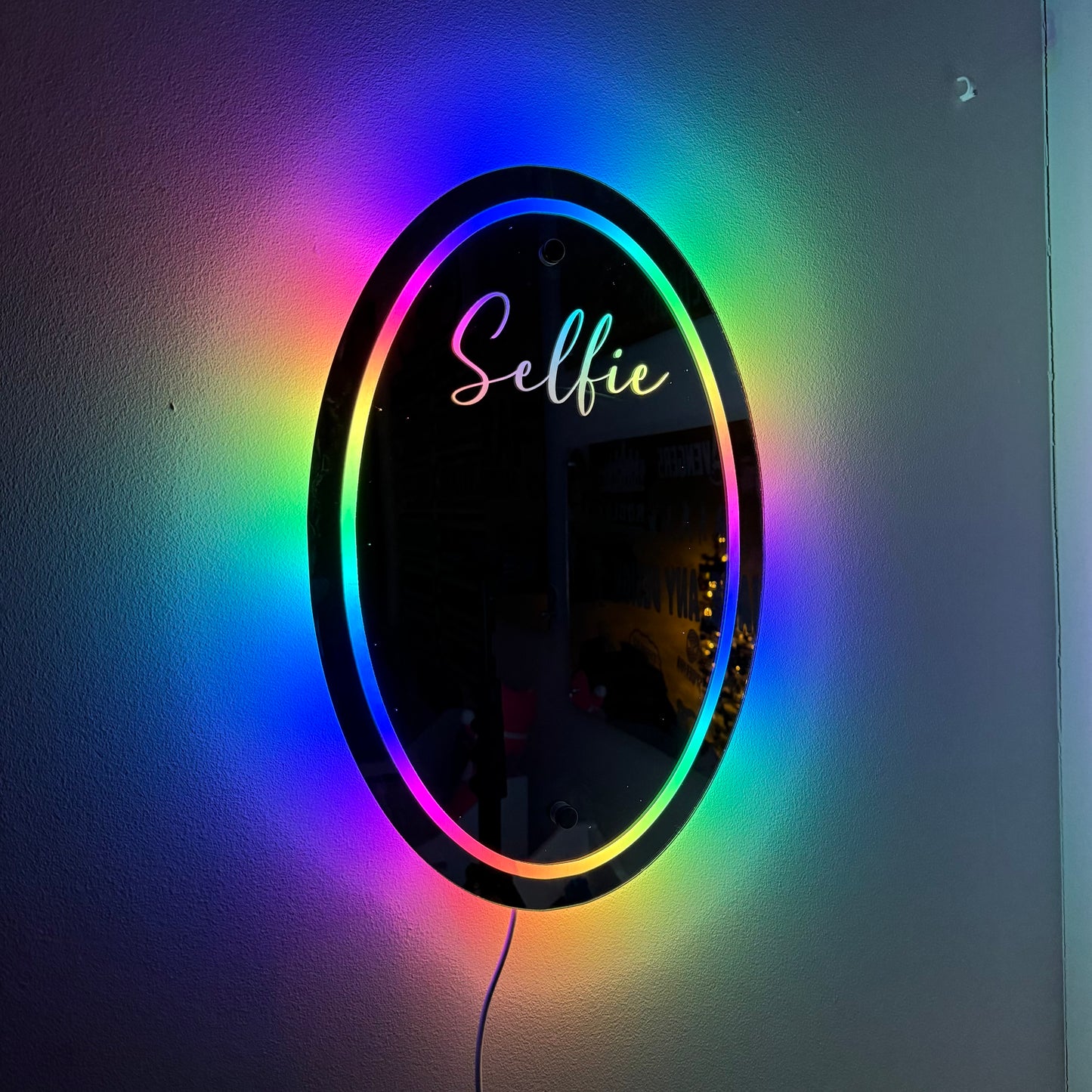 Personalised LED Selfie Mirror – Custom Name Light-Up Wall Mirror