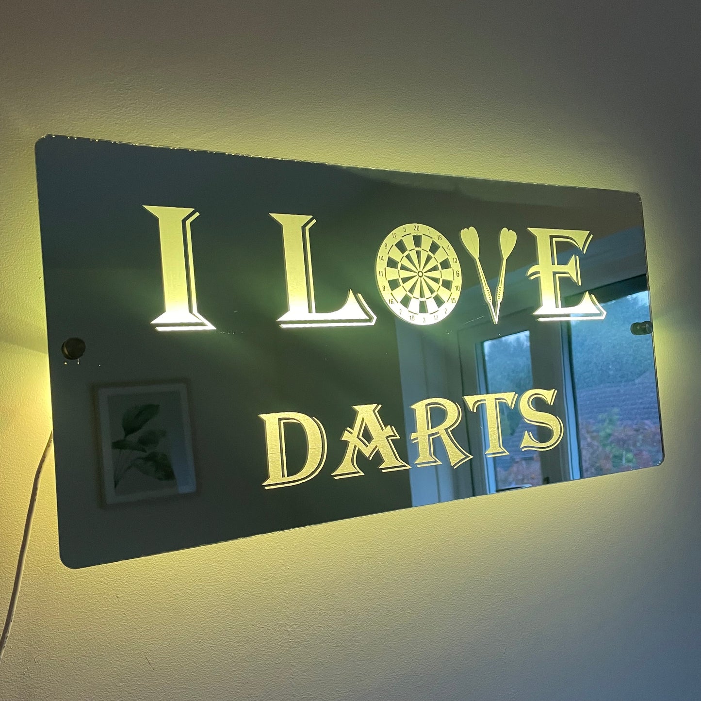 I LOVE DARTS LED Mirror with remote | Darts Sign