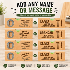Personalised Father’s Day Spirit Level Bottle Opener – Custom Engraved Gift for Dad, Grandad or Stepdad