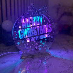Personalised Christmas LED Globe Sign – “Merry Christmas Ya Filthy Animals” – Custom Family Name The Crafty Bonobo 3