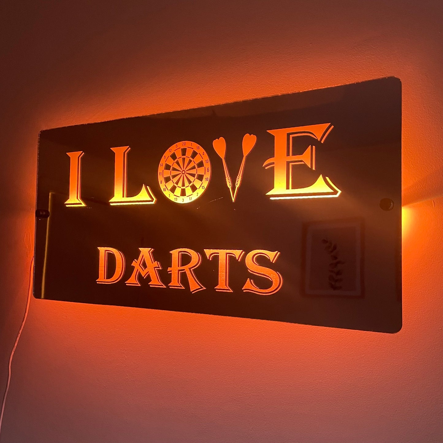 I LOVE DARTS LED Mirror with remote | Darts Sign