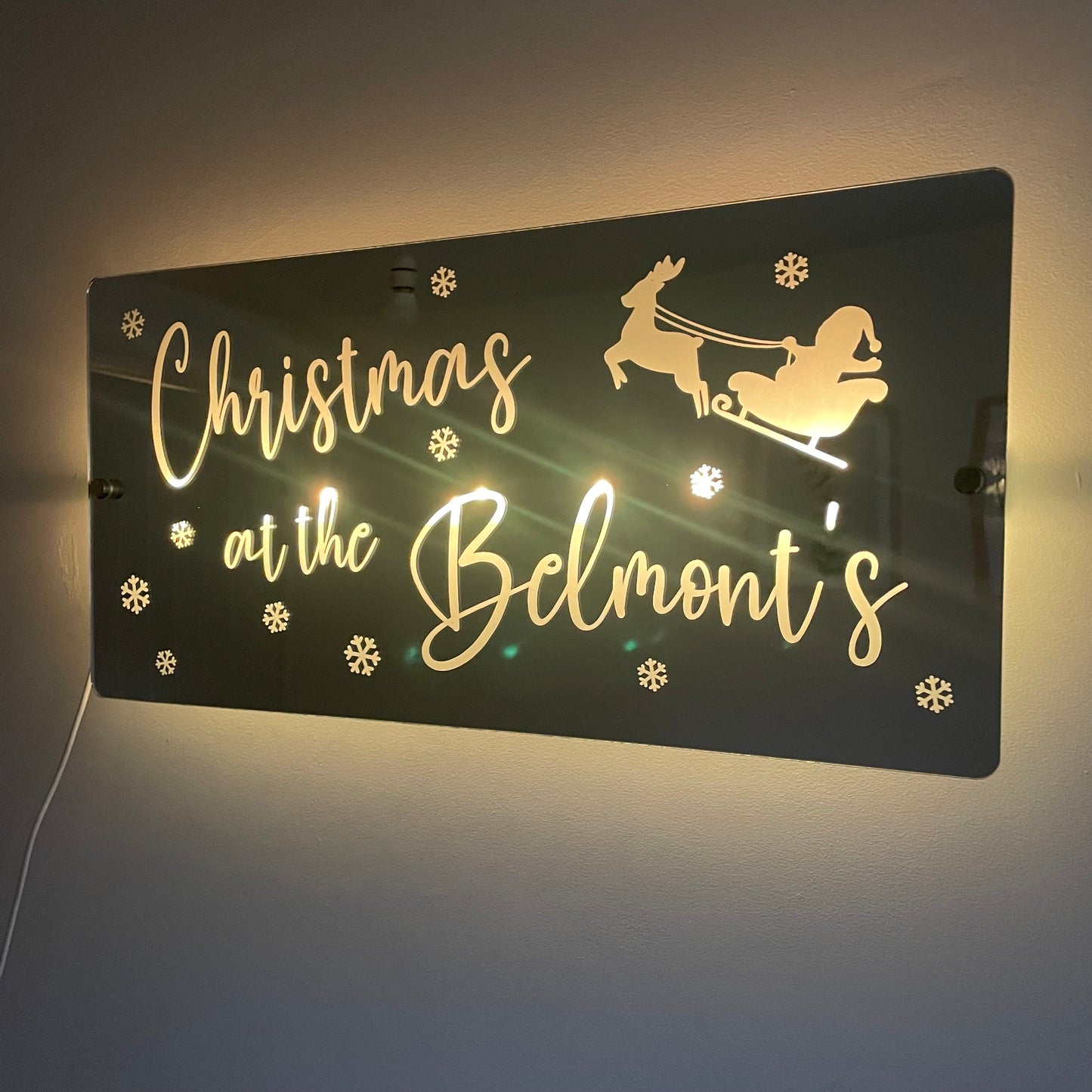 Christmas Family Name LED Mirror | Light Up Christmas Decoration