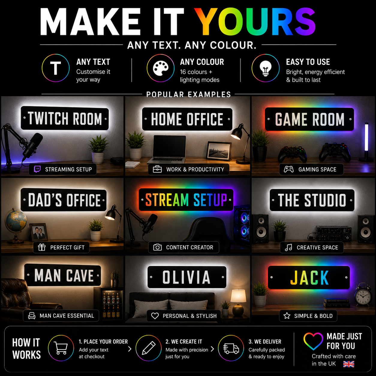 Stream Name Sign Personalised LED Username Sign | Gaming Decor | Streaming | Twitch ...
